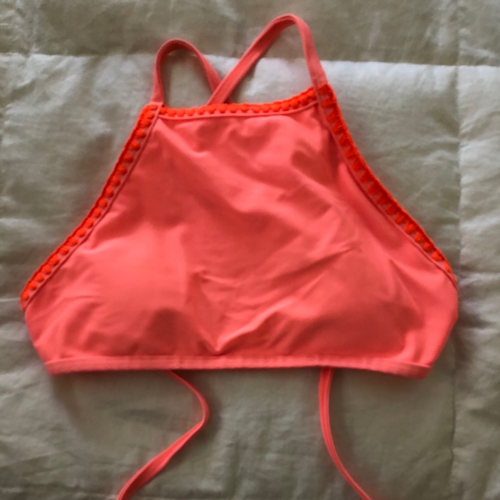 Neon high neck bikini top